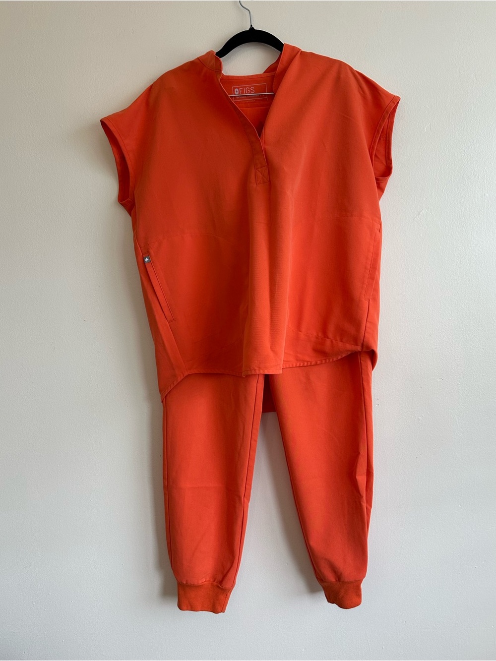 Figs Women's Orange Scrub Set Rafaela Top/ Zamora Joggers